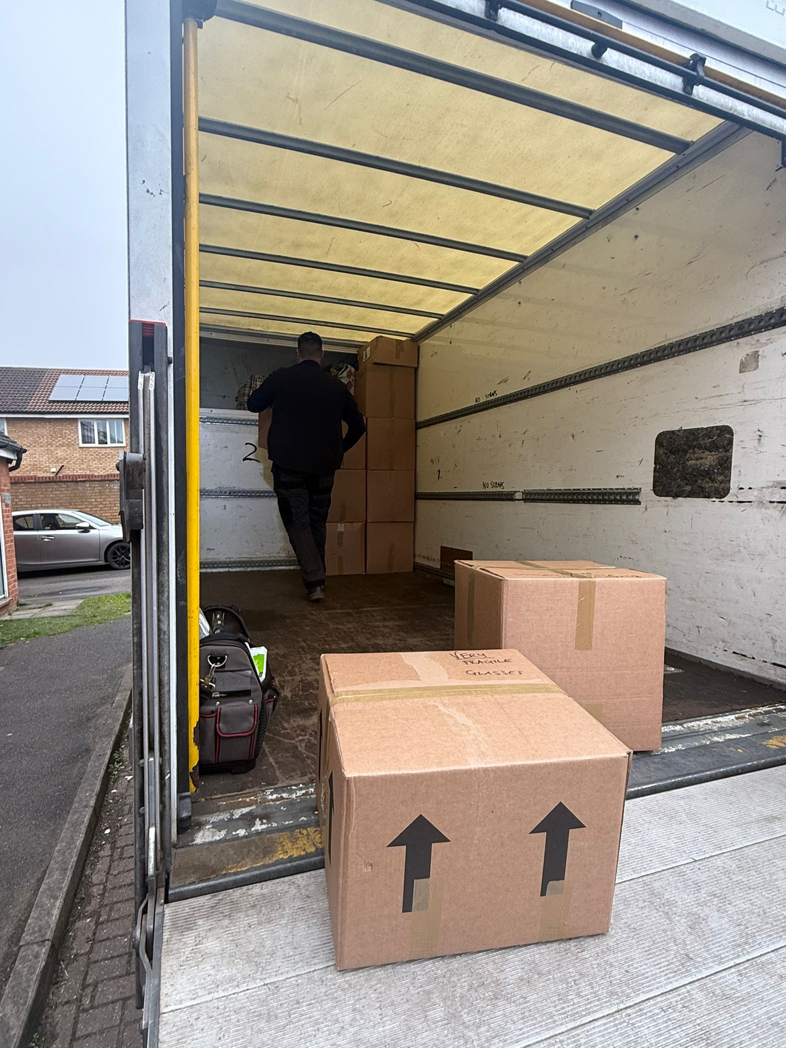 Loading a van in a residential street